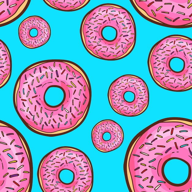 Cute donut seamless pattern Vector | Premium Download