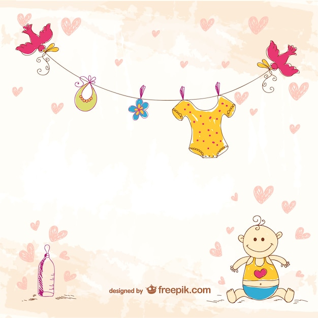Download Cute doodle baby template Vector | Free Download