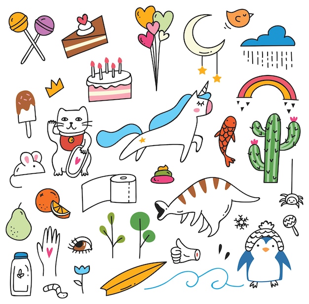 Cute doodle collection | Premium Vector