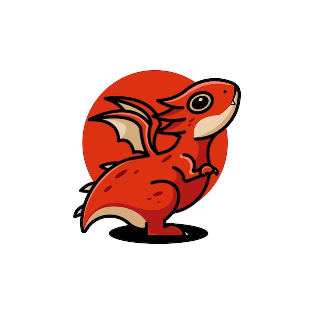 かわいいドラゴンのキャラクターのロゴ プレミアムベクター