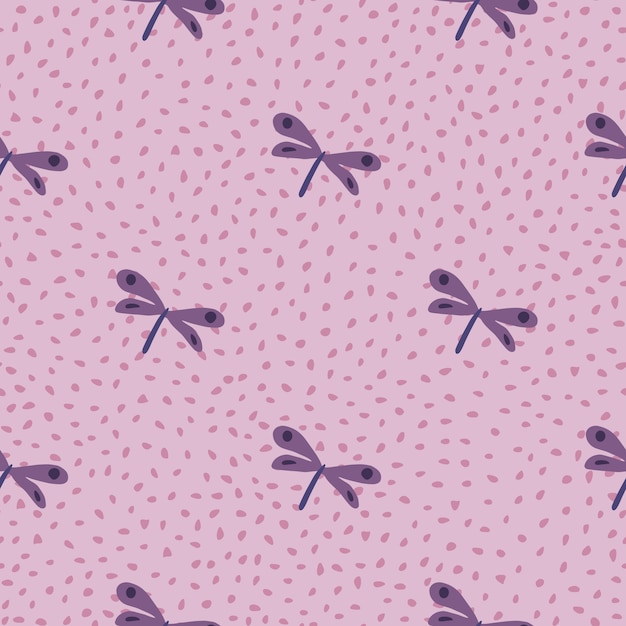 Premium Vector Cute Dragonfly Seamless Pattern On Dotted Background Simple Dragonflies Wallpaper