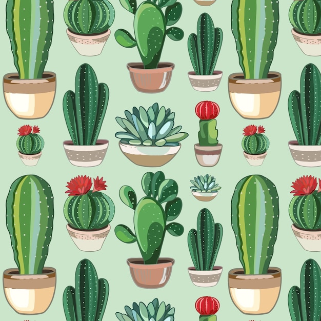 Download Cute drawn cactus pattern | Free Vector