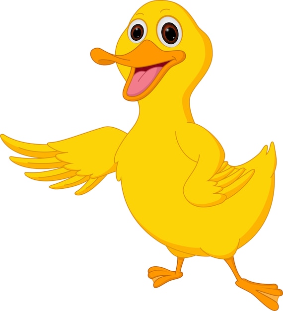 Cute duck cartoon waving hand Vector | Premium Download