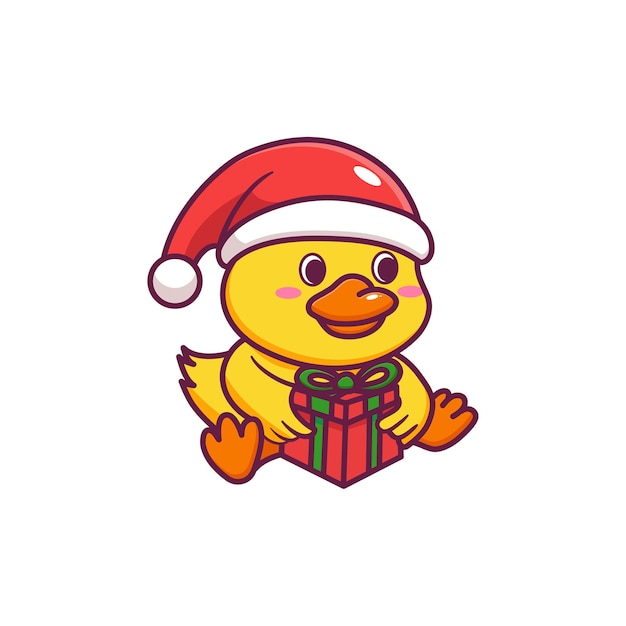 Premium Vector Cute duck is celebrating christmas