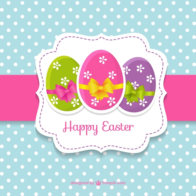 Cute easter card with easter eggs