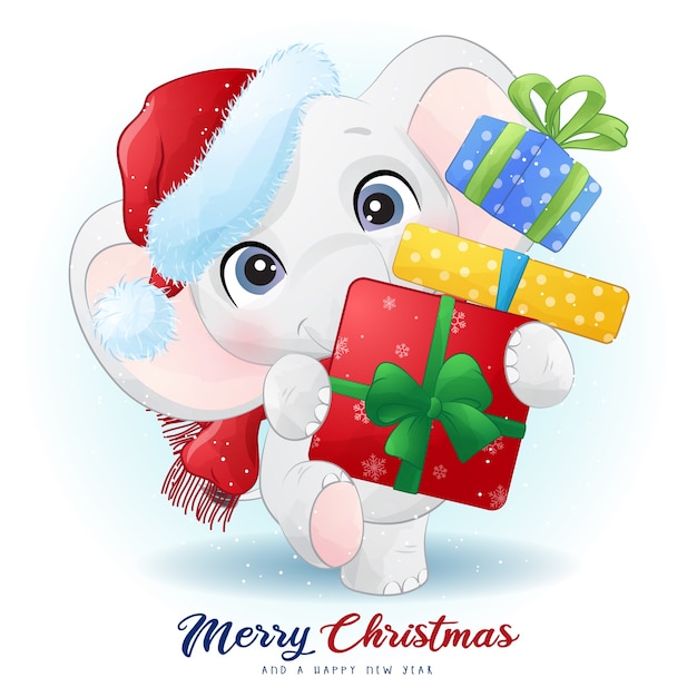 Download Christmas Elephant Cartoon Images / Royalty free white ...