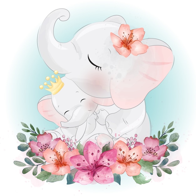 Download Premium Vector | Cute elephant mother and baby