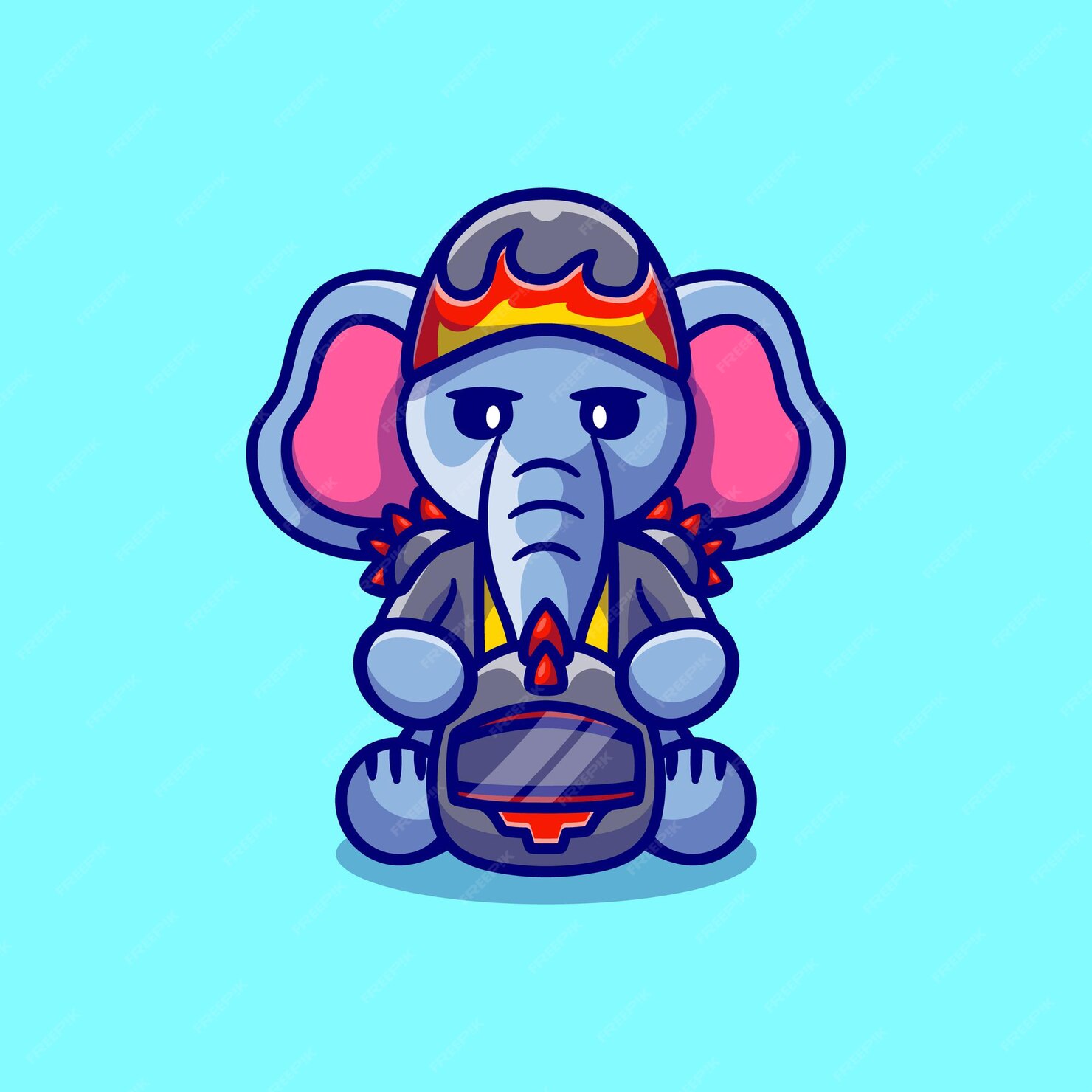 Premium Vector | Cute elephant motorcycle gang member