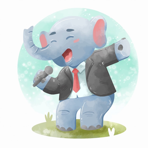 Premium Vector | Cute elephant singing