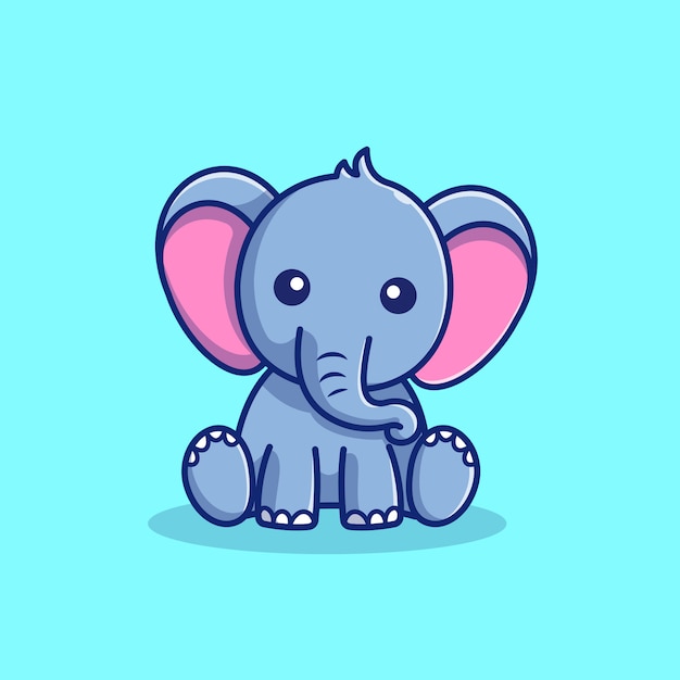Cute elephant sitting icon illustration. elephant mascot cartoon