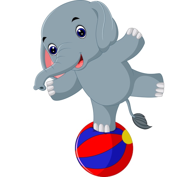Premium Vector | Cute elephant standing on balll cartoon