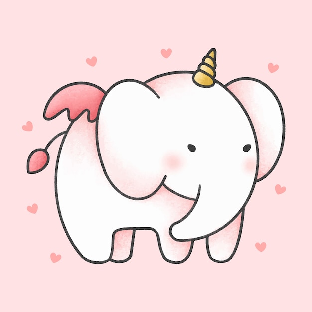 Cute elephant unicorn Vector | Premium Download