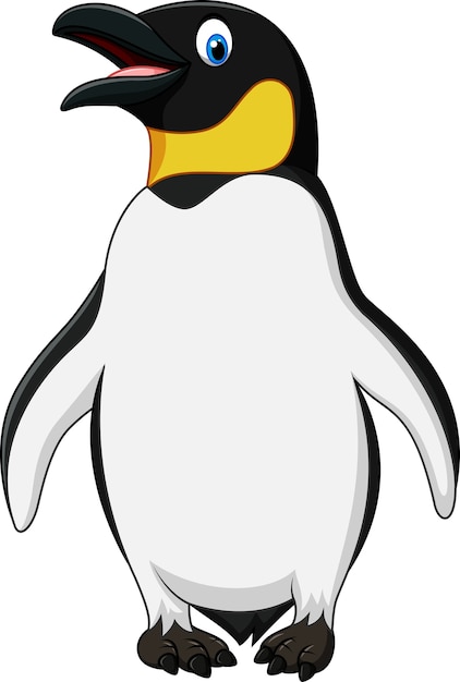かわいい皇帝ペンギンは 白い背景に立って プレミアムベクター