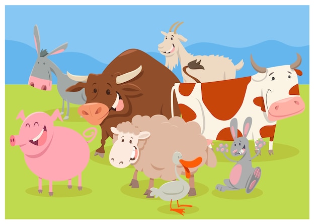 Download Cute farm animal characters | Premium Vector