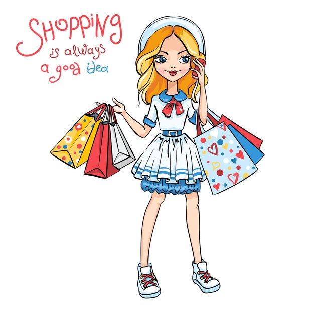 shopping girl dress