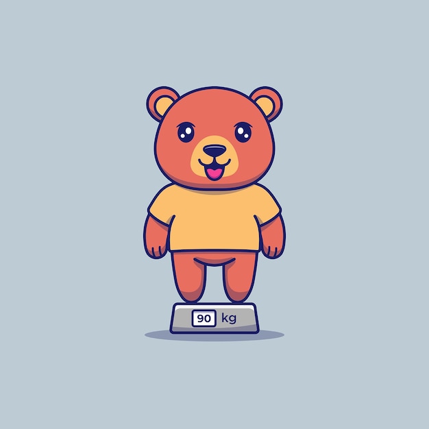 Premium Vector | Cute fat bear weighing