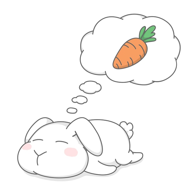 Premium Vector | Cute fat rabbit bunny sleeping and dreaming