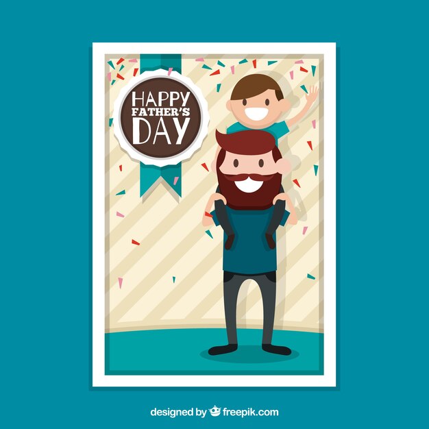 Cute father's day greeting card in flat
design