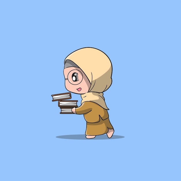 Premium Vector | A cute female teacher holding the books