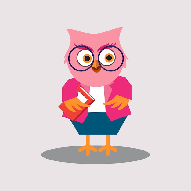 Cute Female Teacher of Owl Cartoon
Character