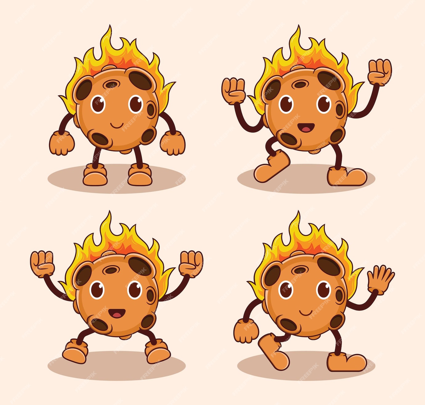 Premium Vector | Cute fire meteor set illustration meteor cartoon