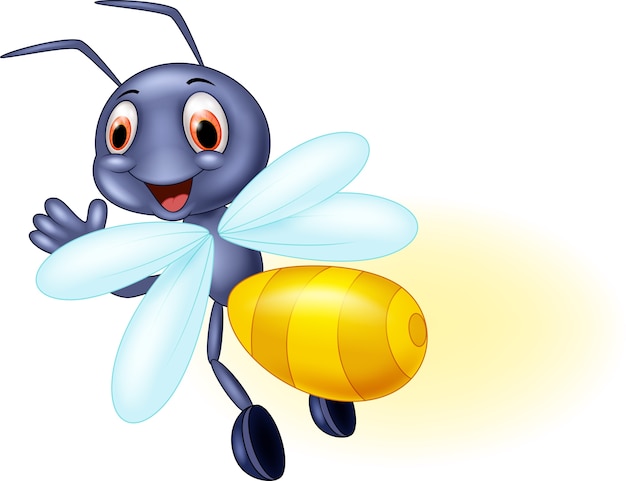 Premium Vector | Cute firefly cartoon waving