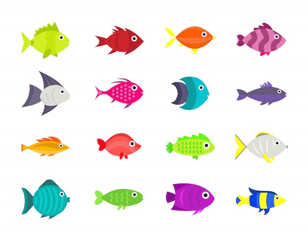 かわいい魚のベクトルイラストセット プレミアムベクター