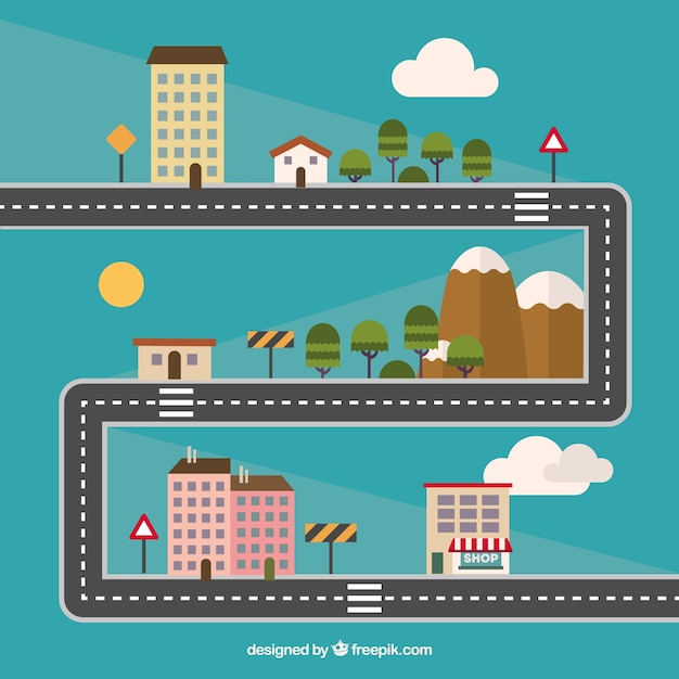 Cute flat city road Vector | Free Download