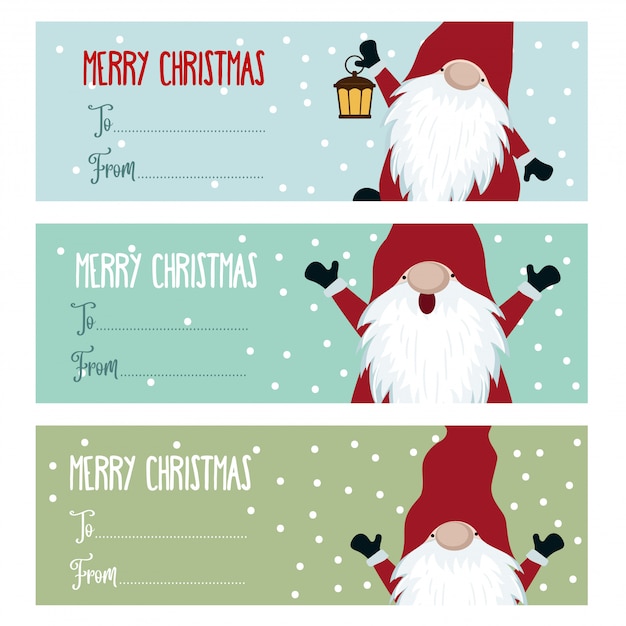 Premium Vector | Cute flat design christmas labels collection with gnomes