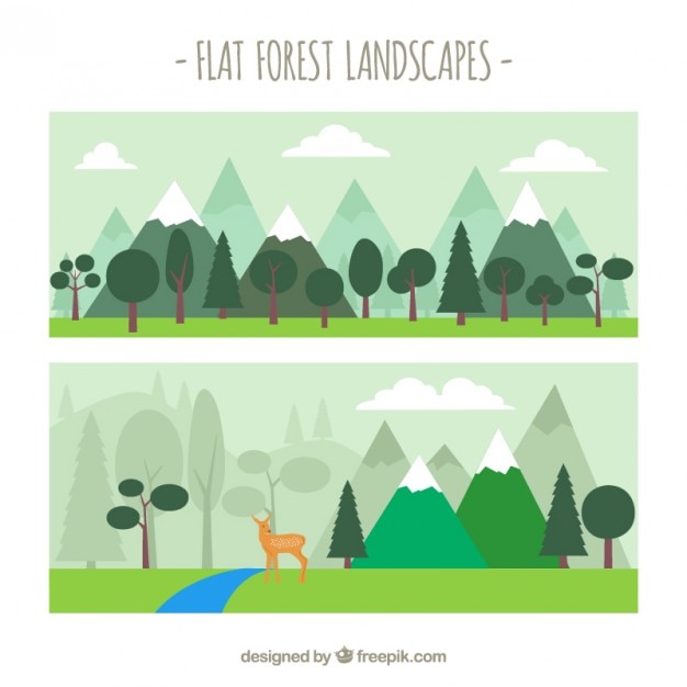 Cute flat forest landscapes
