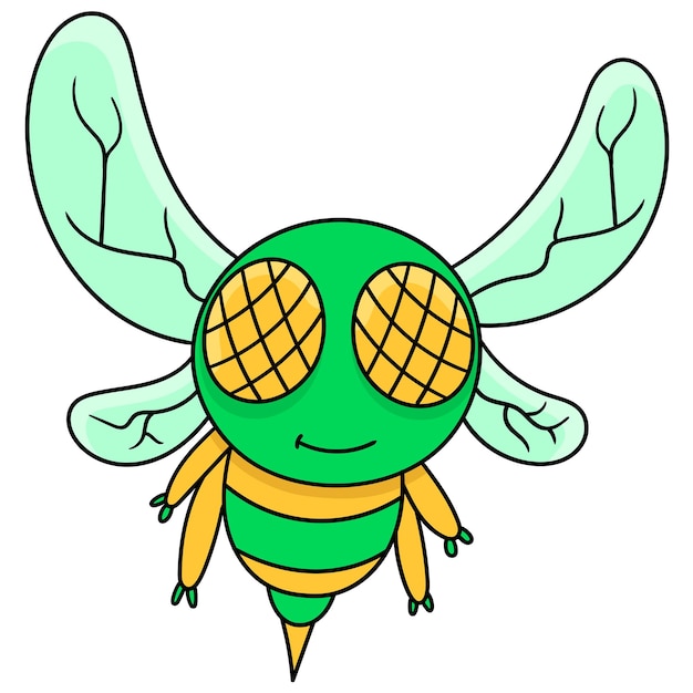 Premium Vector Cute flies are flying, doodle draw kawaii. vector
