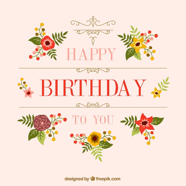 Cute floral card for birthday Vector | Free Download