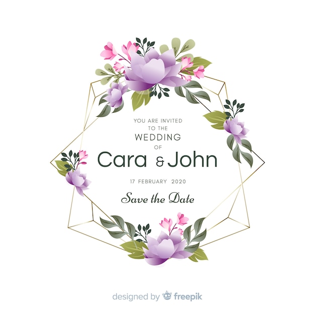 Download Cute floral frame wedding invitation Vector | Free Download