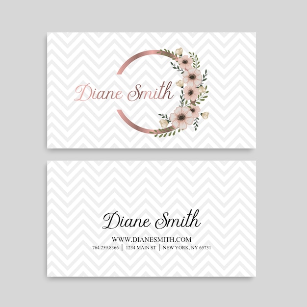 Cute floral pattern business card name card design template Premium Vector