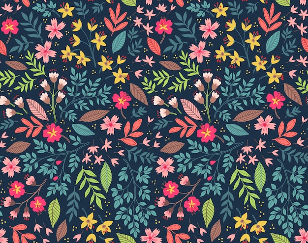 Download Cute floral pattern in the small colorful flowers. seamless vector background. | Premium Vector