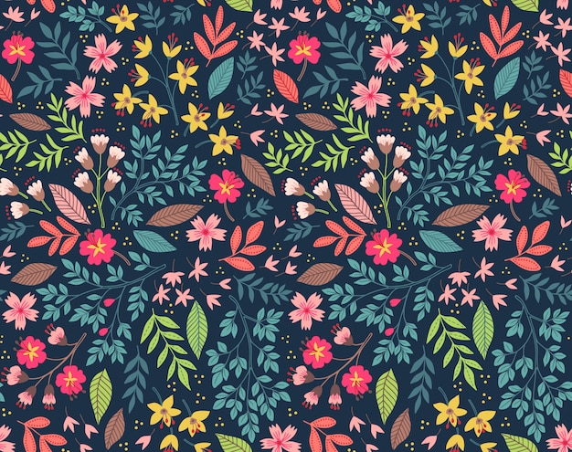 Cute floral pattern in the small colorful flowers ...