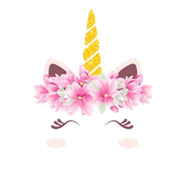 Download Cute floral unicorn | Premium Vector