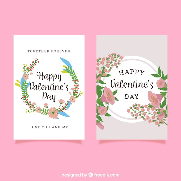 Download Cute floral valentines day card template Vector | Free ...