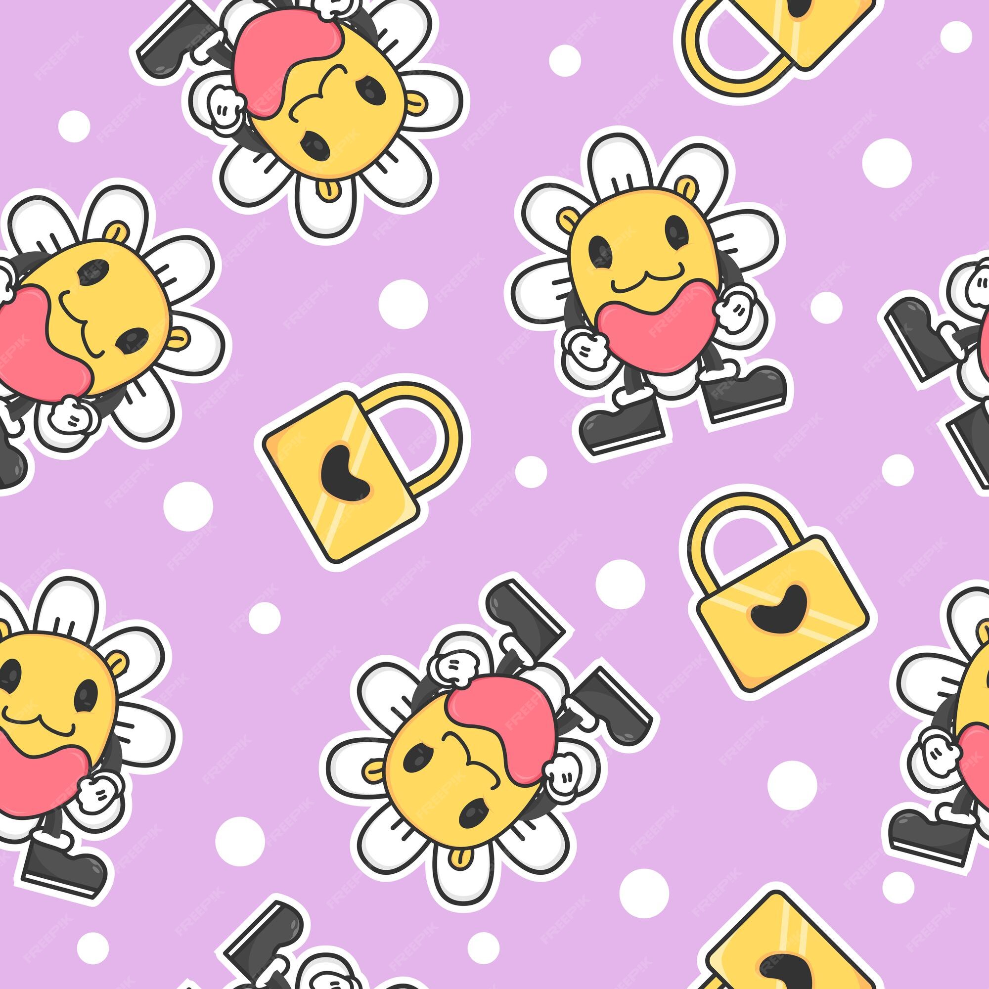 Premium Vector | Cute flower cartoon pattern background