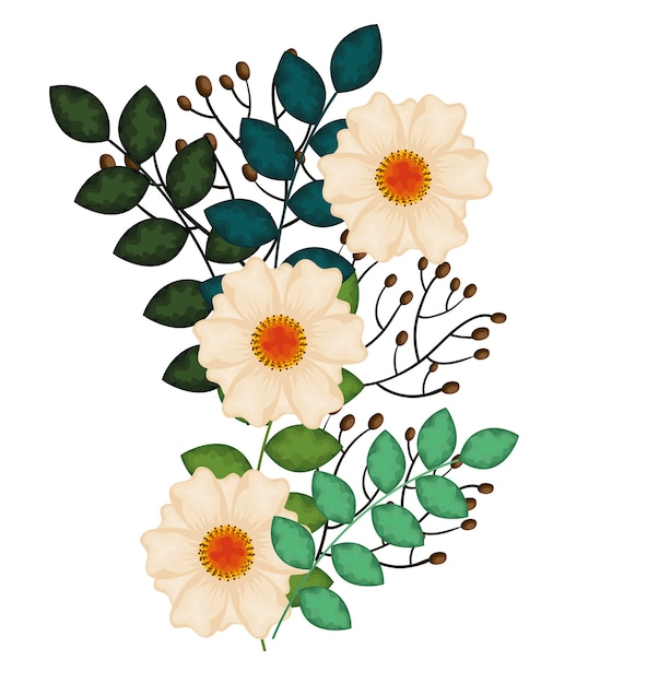 かわいい花の装飾のアイコン プレミアムベクター
