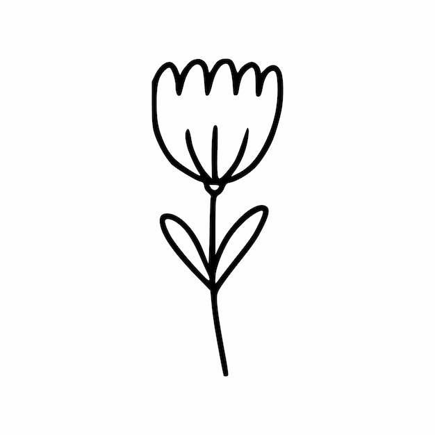 Premium Vector | Cute flower on twig. children drawing in doodle style ...