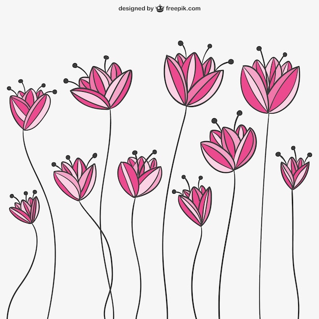 Cute flowers drawing | Free Vector