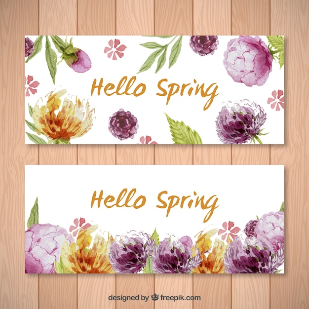 Cute flowers spring banners pack