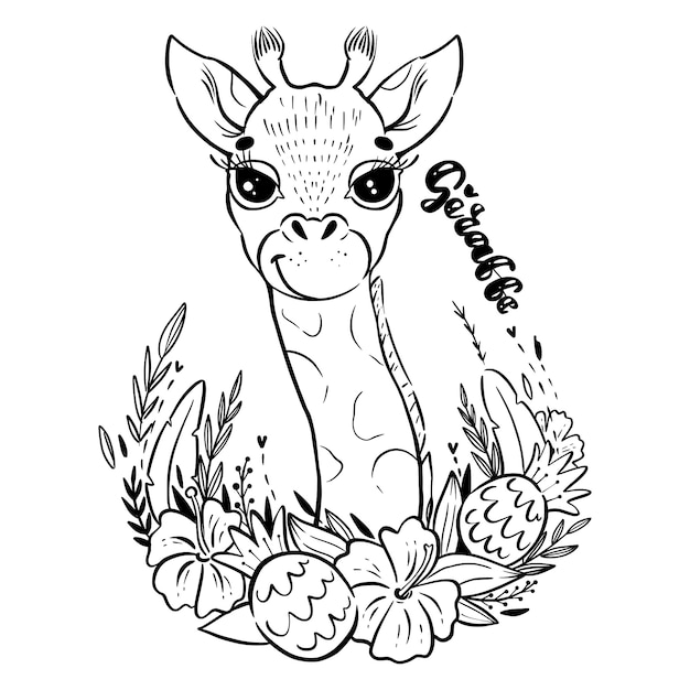 Download Premium Vector | Cute flowery baby giraffe