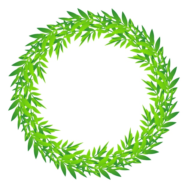 Download Cute foliage round frame, green leaves circle border ...