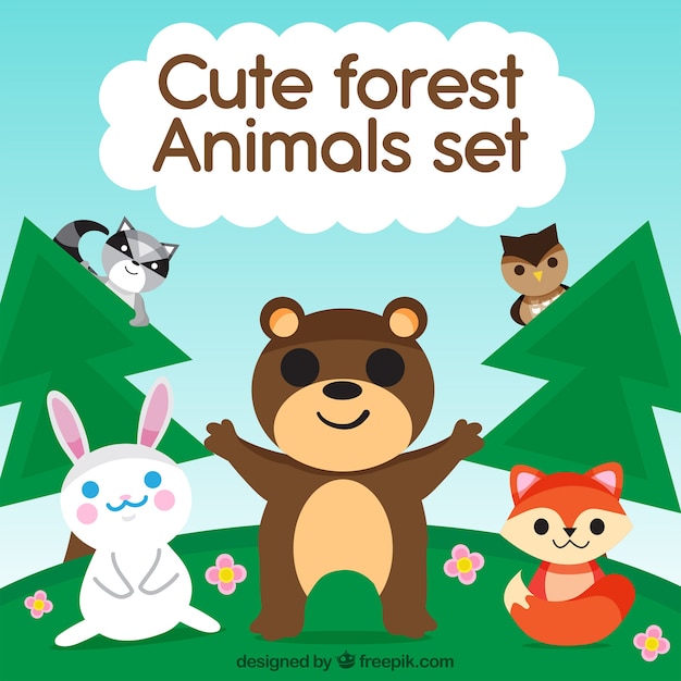 Download Cute forest animal set | Free Vector