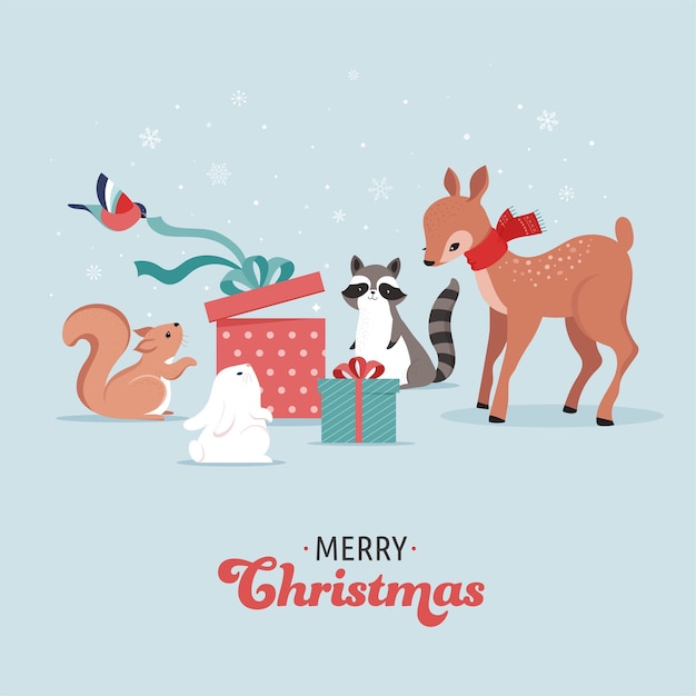 Christmas Design With Deer And Bunny SVG File