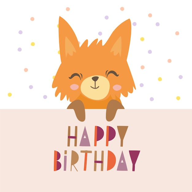 Free Vector | Cute fox birthday poster