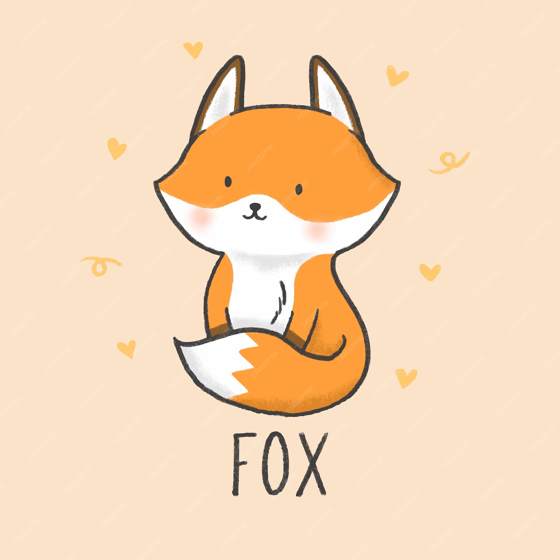 Premium Vector Cute fox cartoon hand drawn style