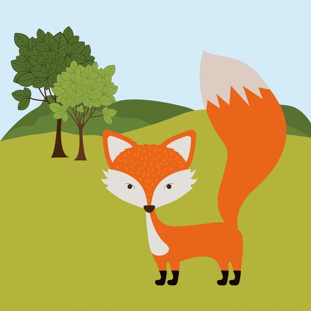 Premium Vector | Cute fox in the forest